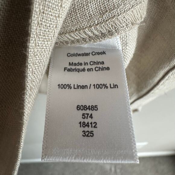 Coldwater Creek Journeys Lightweight Washable Linen Jacket Flax Khaki XL - Picture 7 of 10
